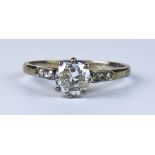 A Solitaire Diamond Ring, Modern, 18ct gold set with a centre brilliant cut white diamond,