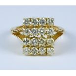 A Diamond Ring, Modern, 18ct gold, set with sixteen brilliant cut white diamonds, approximately 1.