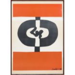 Howard Smith (born 1943) - Screenprint - Abstract in black, white and orange 47ins x 33.5ins, in