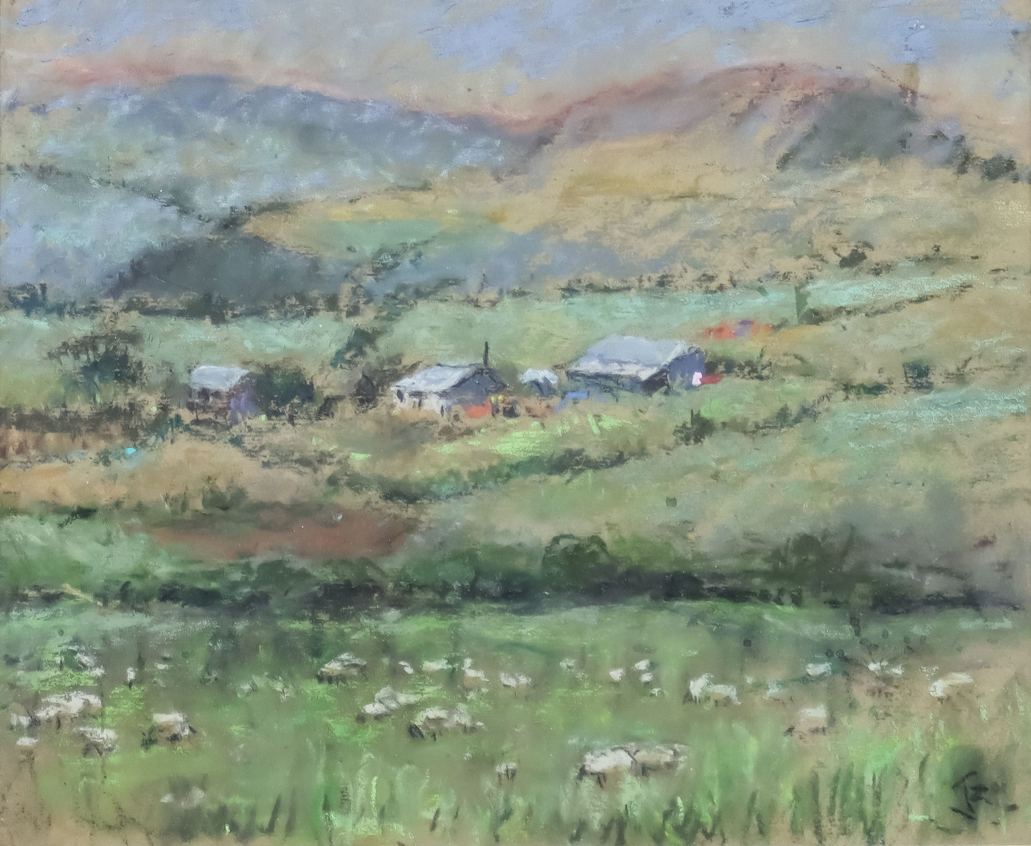 John ? (Early 20th Century British School)- Pastel - "Pembrokeshire Farms at Preseli",