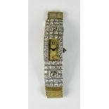 An Early 20th Century Lady's Diamond and Platinum Manual Wind Wristwatch, platinum case set with old