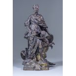 After Guillaume Coustou (1677-1746) - Partial silver and gilt bronze figure of Marie Leczinska as
