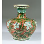 Liza Wilkins for Della Robbia, dated 1898 - Vase decorated with blue flower heads and green leaves