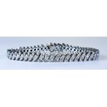 A 18ct White Gold Pave Diamond Set Bracelet, Modern 170mm x 10mm, gross weight 20.6g