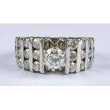 A Diamond Dress Ring, 14ct white gold set with twenty-five brilliant cut white round diamonds, the