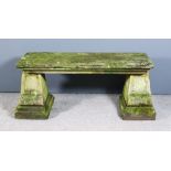 A Sandstone Bench, Early 19th Century, of architectural form, 47ins wide x 18ins deep x 21ins high