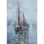 Mabel Mary Spanton (1874-1928) - Watercolour - "Rye", with sailing boat, signed, 10.5ins x 7ins,