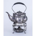 A George VI Silver Oval Tea Kettle on Stand with Spirit Lamp, by Mappin and Webb Birmingham 1939,