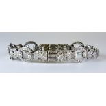 A Diamond Set Bracelet, Modern, white metal, set with brilliant cut white diamonds, approximately