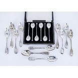 A Set of Six Elizabeth II Silver Coffee Spoons and a Selection of Mixed Flatware, the coffee