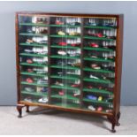 An Oak Glass Fronted Display Cabinet containing Fifty-Five Model Vehicles, various makes and marks