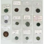 A Quantity of Roman Bronze Coinage, approximately 13, and various jetons