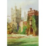 Walter Henry Sweet (1889-1943) - Watercolour - Exeter Cathedral with Bishops Palace, signed, 14.5ins