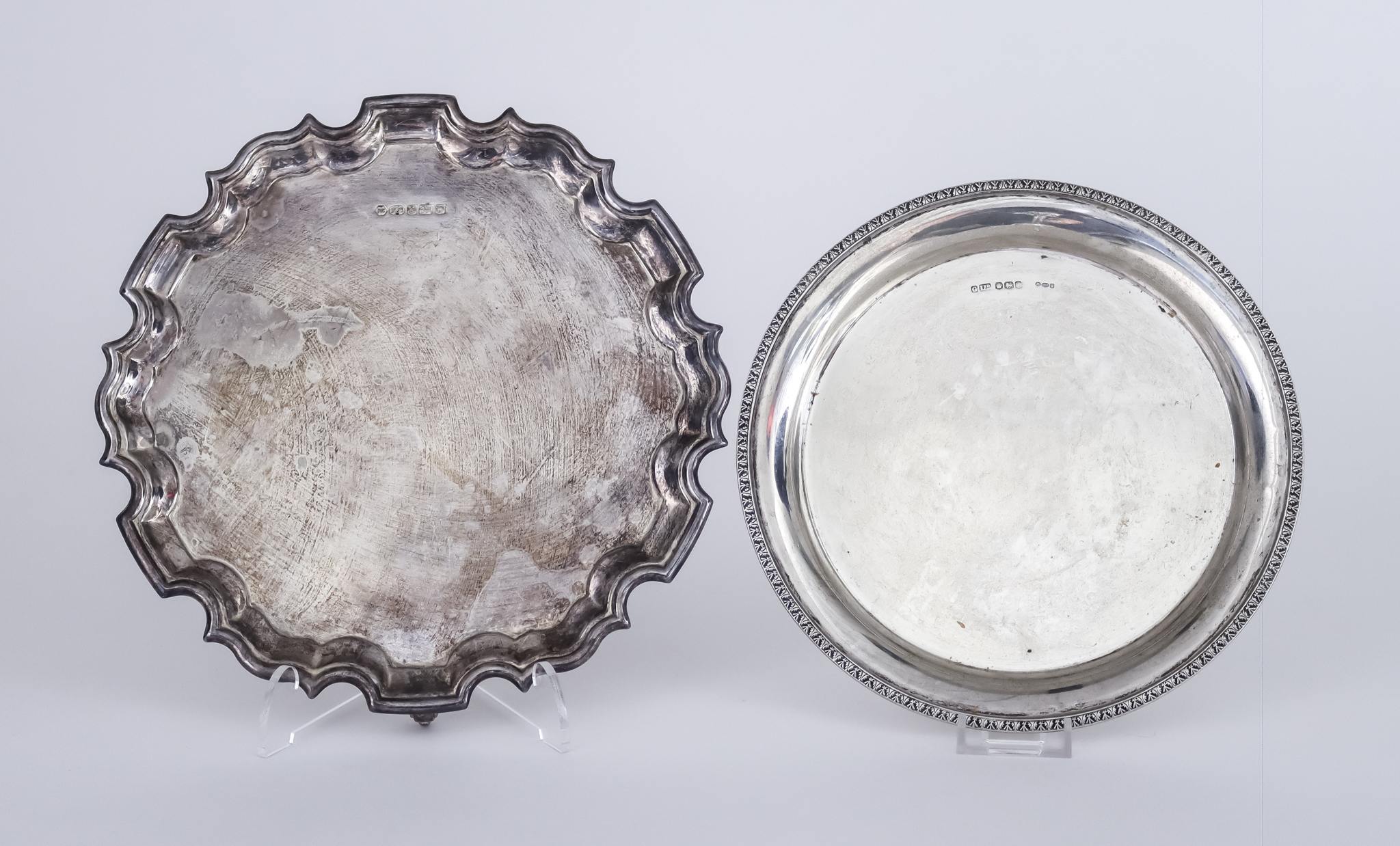 An Elizabeth II Silver Circular Salver and an Edward VIII Circular Dish, the salver by Carrs of