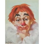 Louis Schaffer - Oil painting - "Clown", study of head, signed, canvas 21ins x 17ins, framed