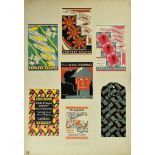 ***A. E. Halliwell (1905-1987) - Lithographs in colour - Folder covers, book-jacket and glove bag (