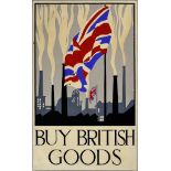 ***A.E. Halliwell (1905-1987) - Pencil and Gouache - Poster - "Buy British Goods", signed and dated