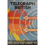 ***A. E. Halliwell (1905-1987) - Lithograph in colours - Poster - "Telegraph British via Imperial or