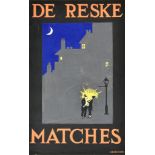 ***A.E Halliwell (1905-1987) - Pencil and Gouache - Poster - "De Reske Matches", signed, circa late