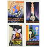 ***A.E.Halliwell (1905-1987) - Pencil and Gouache - Four advertisement designs - "World Communicatio