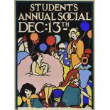 ***A. E. Halliwell (1905-1987) - Pencil and Gouache - Poster - "Students Annual Social Dec:13th",