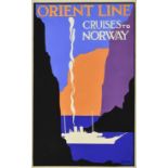 ***A. E. Halliwell (1905-1987) - Pencil and Gouache - Poster "Orient Line Cruises to Norway ",