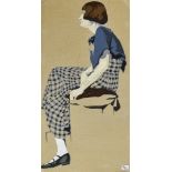 ***A. E. Halliwell (1905-1987) - Gouache - Portrait of Miss P. Binder, signed, circa late 1920s, 19.