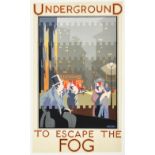 AAR A. E. Halliwell (1905-1987) - Pencil and Gouache - Poster - "Underground to Escape the Fog", sig