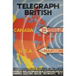 ***A. E. Halliwell (1905-1987) - Lithograph in colours - Poster - "Telegraph British via Imperial or