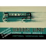***A. E. Halliwell (1905-1987) - Pencil and Gouache - Poster - "Green Line Express Coach Service",