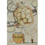 ***Hayes (20th Century) - Ink and watercolour - "Pears in Brandy. Fortnum and Mason", signed, 15.5in