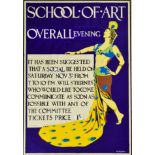 ***A.E. Halliwell (1905-1987) - Pencil and Gouache - Poster - "School of Art Overall Evening", signe