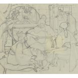 ***A. E. Halliwell (1905-1987) - Pencil sketch for Poster - Spanish interior with a lady playing