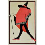 ***A. E. Halliwell (1905-1987) - Pencil and gouache - Poster - "Standing Figure" in red, signed,