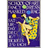 ***A. E. Halliwell (1905-1987) - Gouache - Poster - "School of Art Fancy Dress Masked Rag", signed,