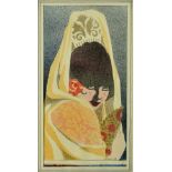 ***A. E. Halliwell (1905-1987) - Gouache - "No:2 Senorita" - Spanish woman in Pointillism, signed,