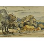 ***A. E. Halliwell (1905-1987) - Watercolour - "Haystacks in Sussex" and "Richmond Green", both sig