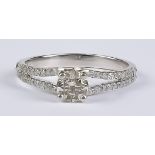 A Solitaire Diamond Ring, Modern, 18ct white gold set with a solitaire brilliant cut white