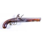 A 16 Bore Flintlock Pistol, Circa 1800, by Wheeler, 9ins bright steel barrel stamped crown over