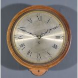 19th Century Mahogany Cased Dial Wall Clock, the 12ins diameter silvered dial with Roman and