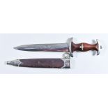 A German World War II NSKK Dagger, Trident with indistinctive signature , 9ins double edge bright