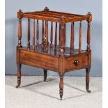 A Victorian Mahogany Four Division Canterbury, with turned supports, fitted one real and one dummy