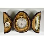 A Compensated Pocket Barometer, Mercury Thermometer and Compass Set, Late 19th Century, by Army