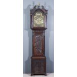 A Late 18th Century Oak Longcase Clock, by Grindall of Dumfries, 14.5ins arched brass dial with