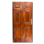 A Late 19th Century Figured Mahogany Interior Door, with six fielded panels to the front, 42.75ins