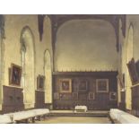 William Dacres Adams (1864-1951) - Oil painting - Interior of great hall with panelled solar end,