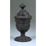 A Brown Patinated Bronze Pastille Burner and Pierced Cover, 19th Century, the body cast with