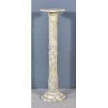 A 19th Century White Flecked Marble Pedestal, with octagonal top, on turned central column and