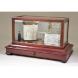 A 20th Century Mahogany Cased Recording Barograph, with mahogany framed and bevelled glass cover,