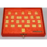 A Set of Twenty-Five Danish Sterling Silver Gilt Commemorative Stamps, by Pax Danica Samlingen,